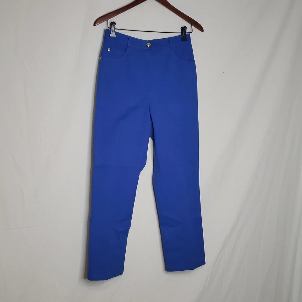Vintage St. John Sport Womens Straigt Leg Pants Size 2 Blue Old Money 80s Career - Picture 3 of 15